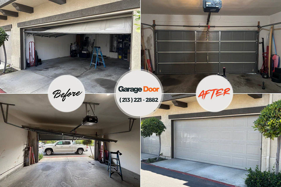Before and after: garage door repair Hoboken, GA